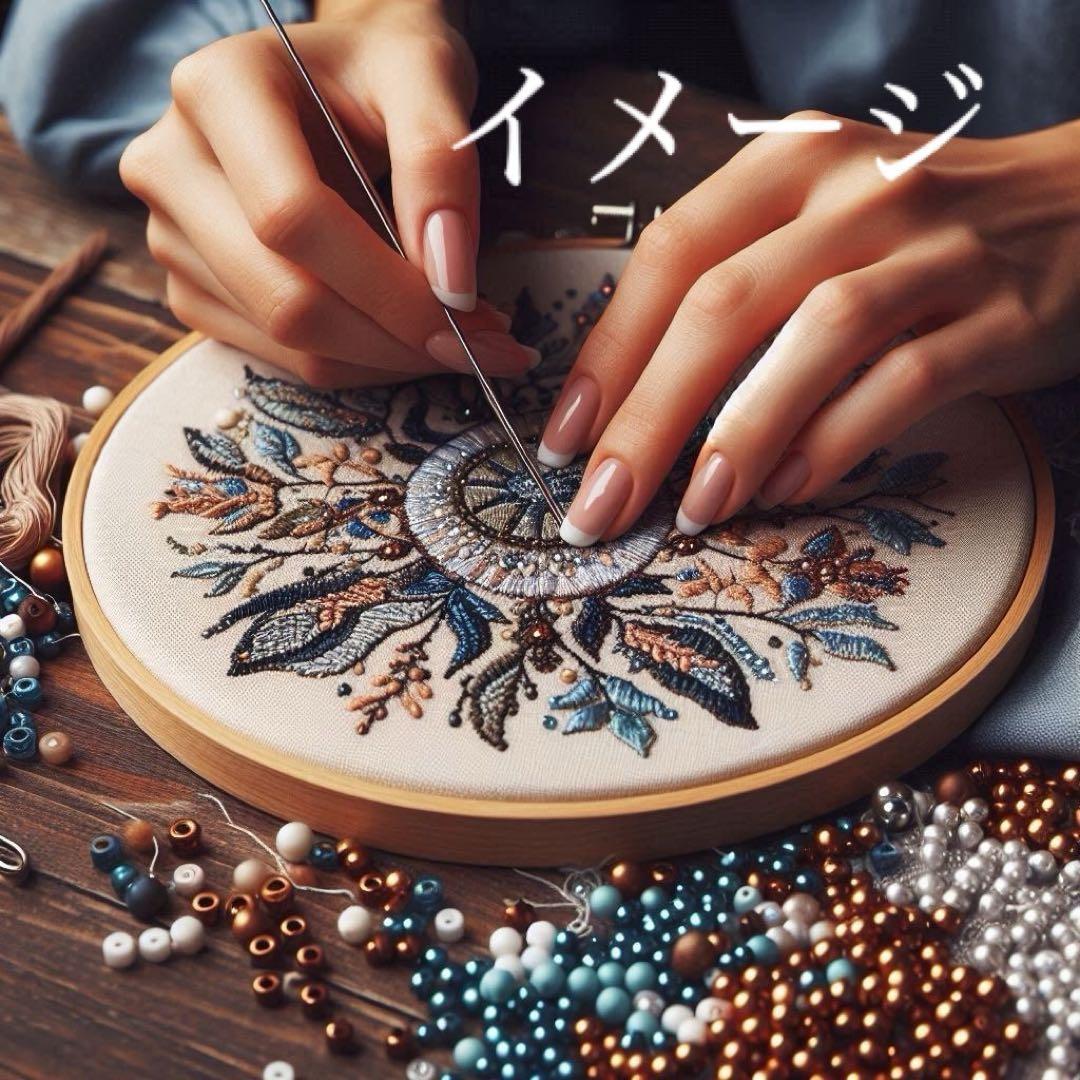 Hot air balloons over the sea ビーズ刺繍