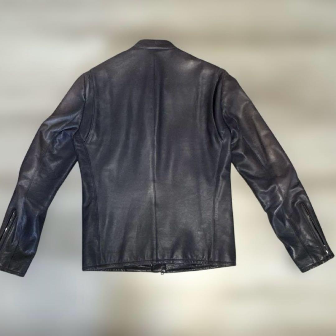 LITHIUM HOMME☆シングルライダースジャケット☆ネイビー☆サイズ50