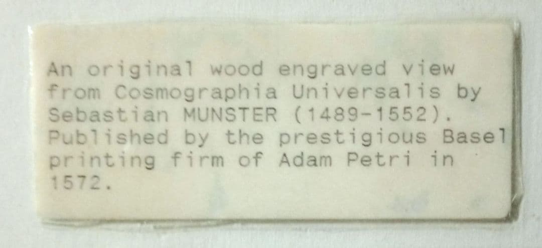 額装品　木版画　古地図の扉絵　1572年　ミュンスター　稀少　入手難作品