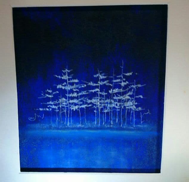 #絵画 (山崎範雄:青の魔術師) #「針葉樹 」(吊り下げワイヤーセット)