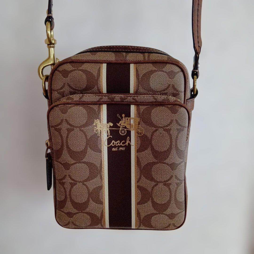 Coach ストライプデザイン ショルダーバッグ