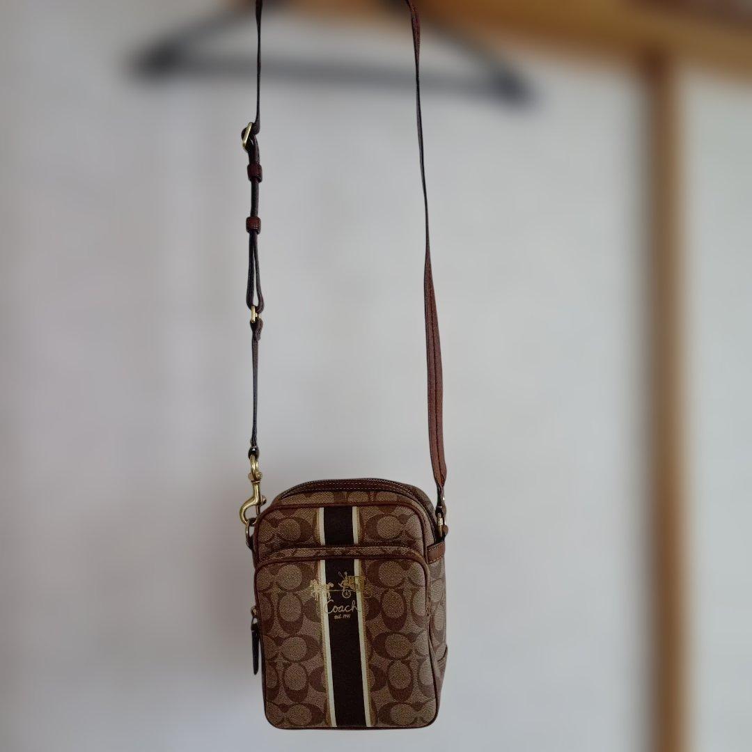 Coach ストライプデザイン ショルダーバッグ