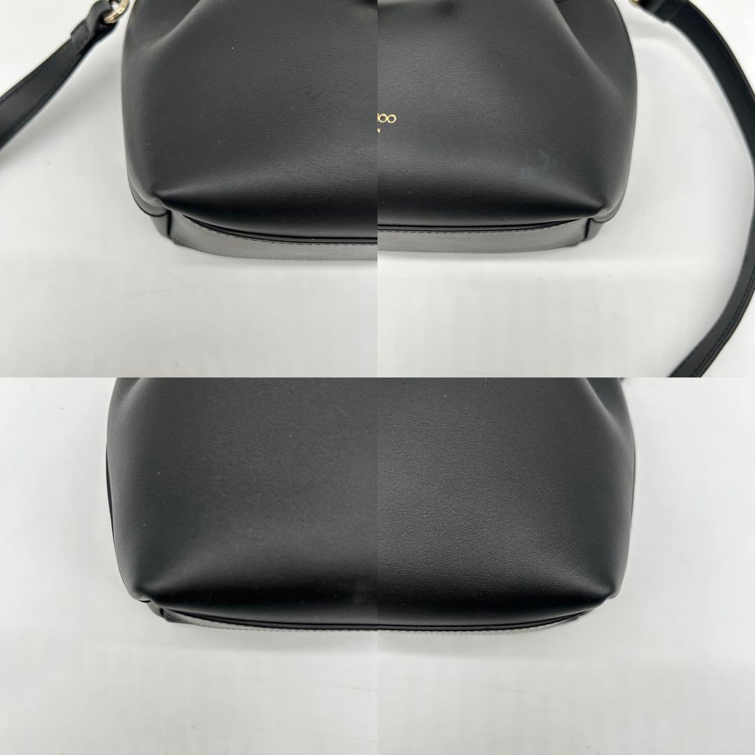 【極美品】ジミーチュウ 2way ボンボンバケット ショルダーバッグ レザー 黒
