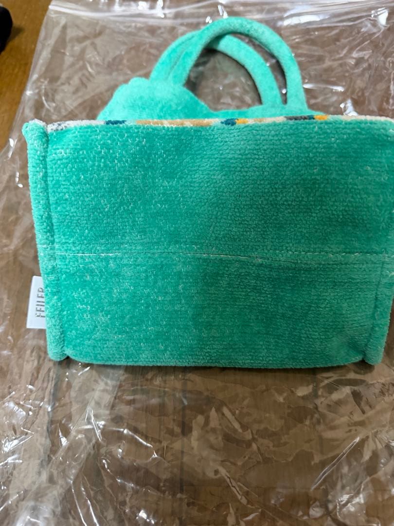 FEILER猫と犬の刺繍ハンドバッグ ミントグリーン