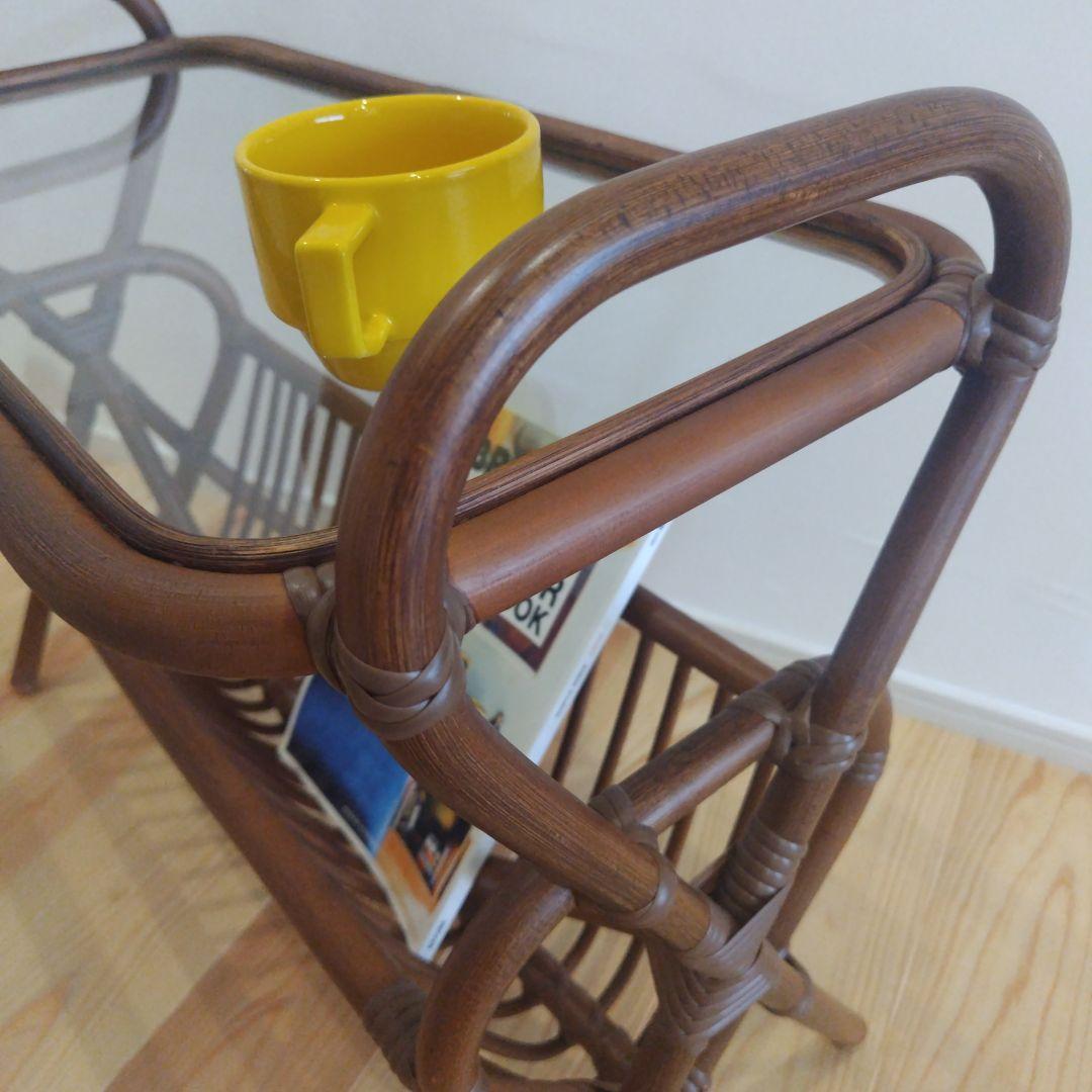 ※3日間限定価格※☆クラッシュゲート☆ ラタン ガラス サイドテーブル