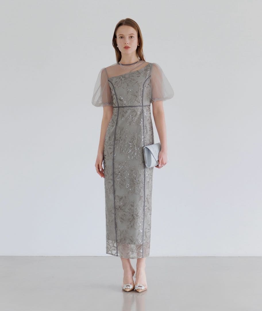 【限定値下げ】Leja アシメントリーシアーフラワードレス ワンピース