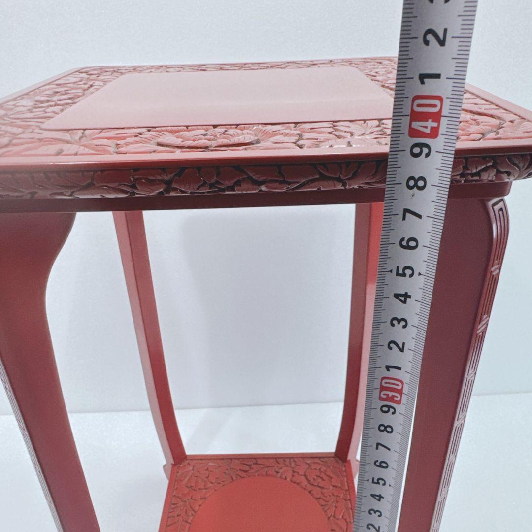 美品 村上堆朱 牡丹? 唐草 高 花台 レトロ アンティーク 伝統工芸品 新潟