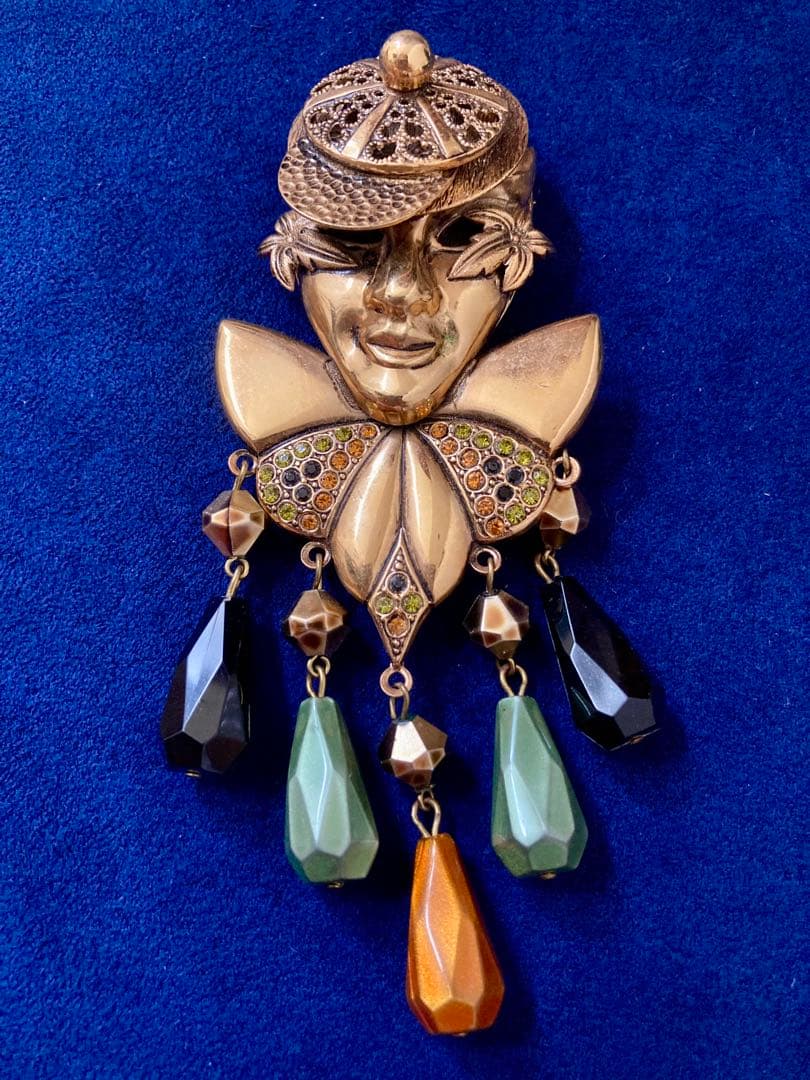 専用◆W.GERMANY 西ドイツ ヴィンテージ ブローチ◆翡翠？アクセサリー