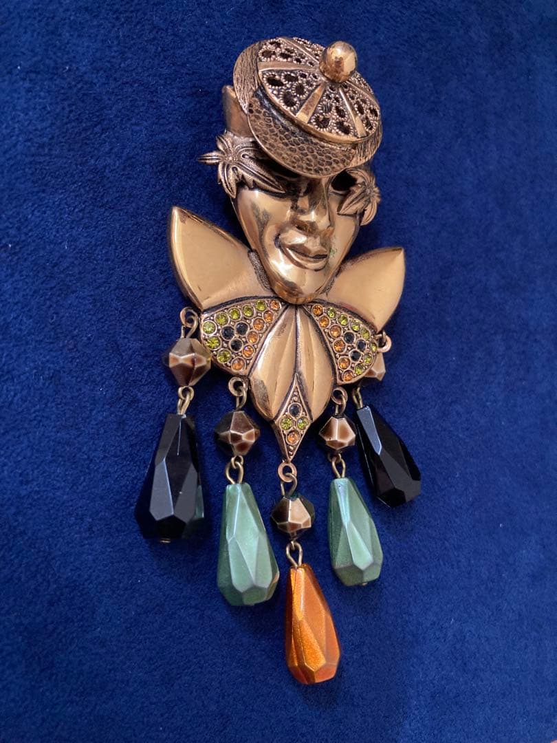 専用◆W.GERMANY 西ドイツ ヴィンテージ ブローチ◆翡翠？アクセサリー