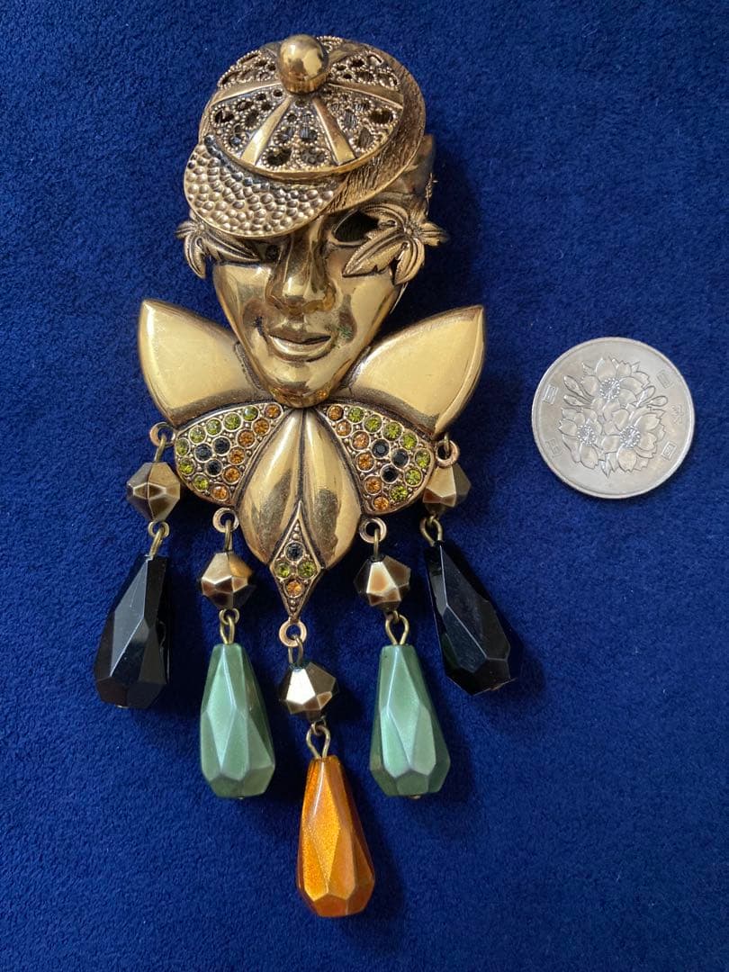 専用◆W.GERMANY 西ドイツ ヴィンテージ ブローチ◆翡翠？アクセサリー