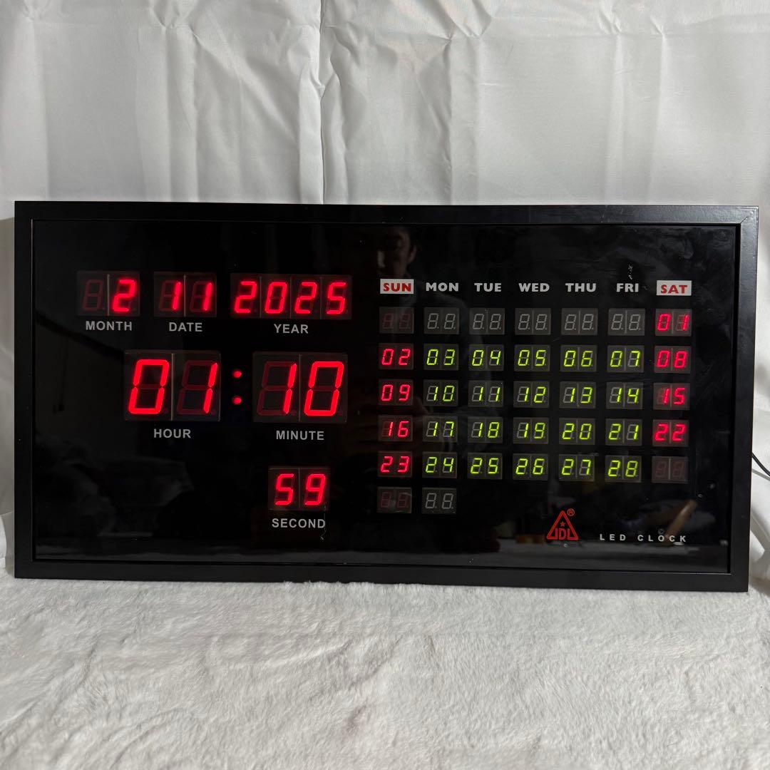 希少 廃盤 JDL LED CLOCK 壁掛 時計 カレンダー デジタル 通電○