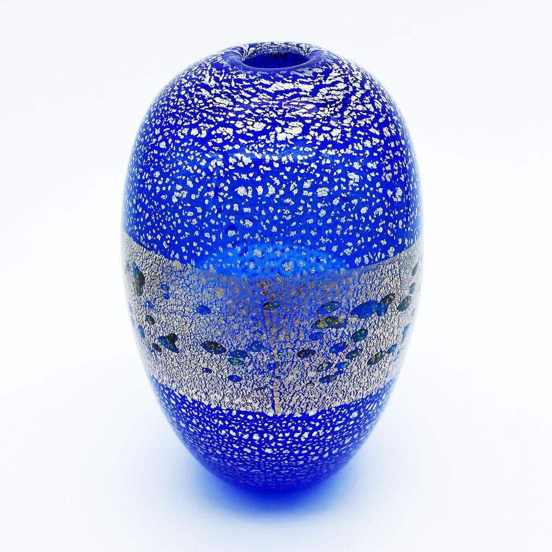 現代の名工 黒木国昭 金彩・銀彩象嵌 光琳 花瓶 スカイブルー 一輪挿し 芸術品