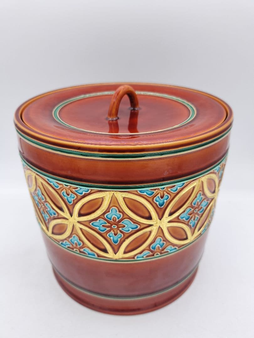 c267【新品・未使用】水指 赤茶交趾 帯七宝 中村翠嵐 木箱 茶道具