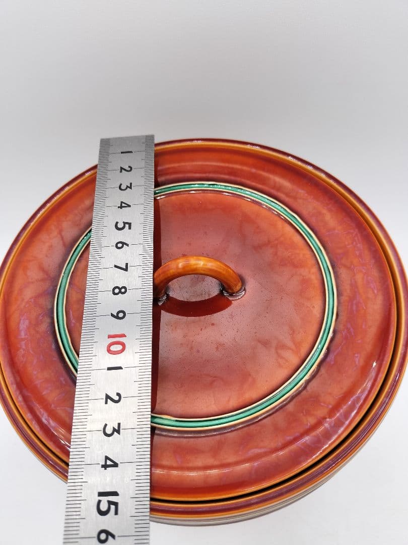 c267【新品・未使用】水指 赤茶交趾 帯七宝 中村翠嵐 木箱 茶道具