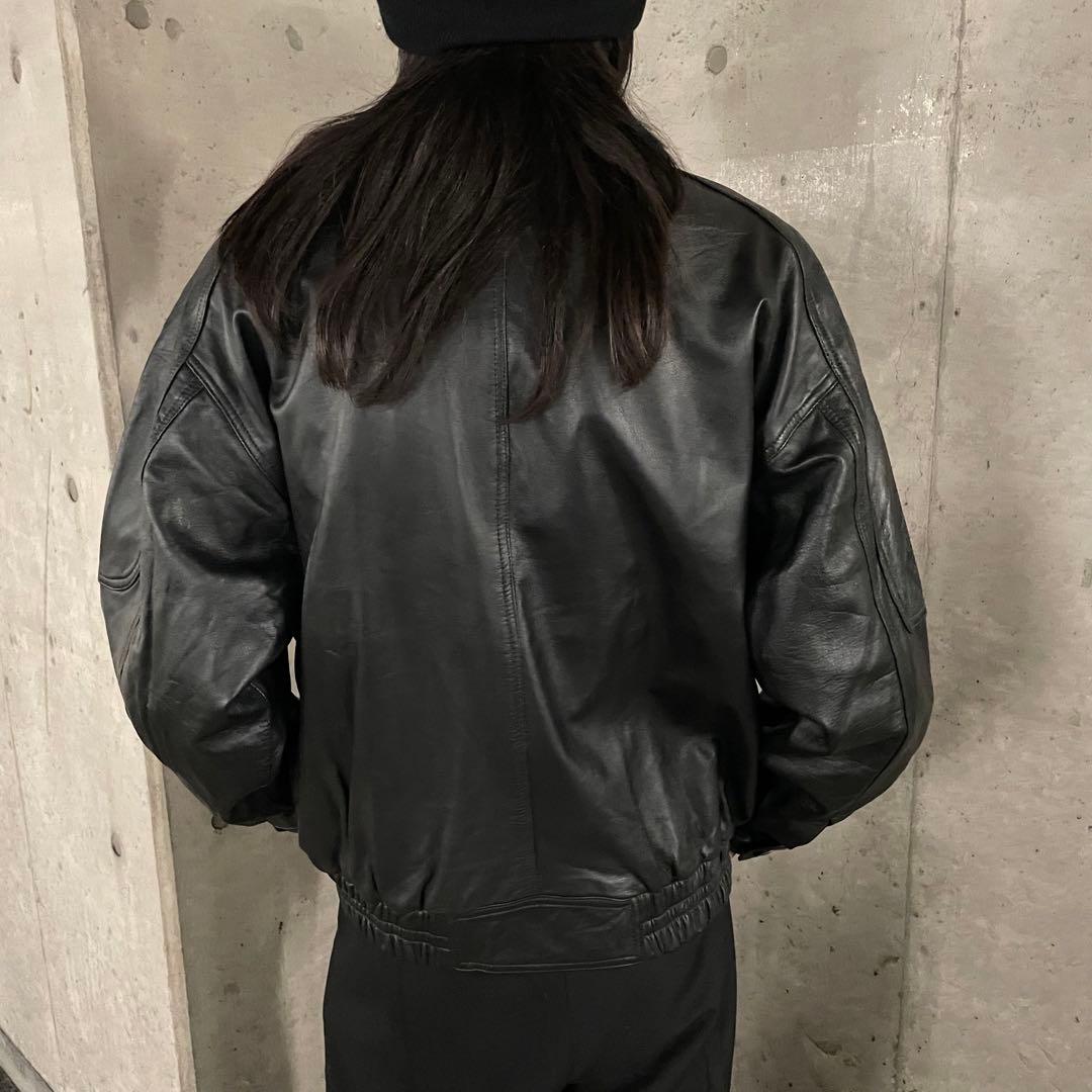 イタリアンレザー シープスキン ギミック ボンバージャケット フライト ブルゾン
