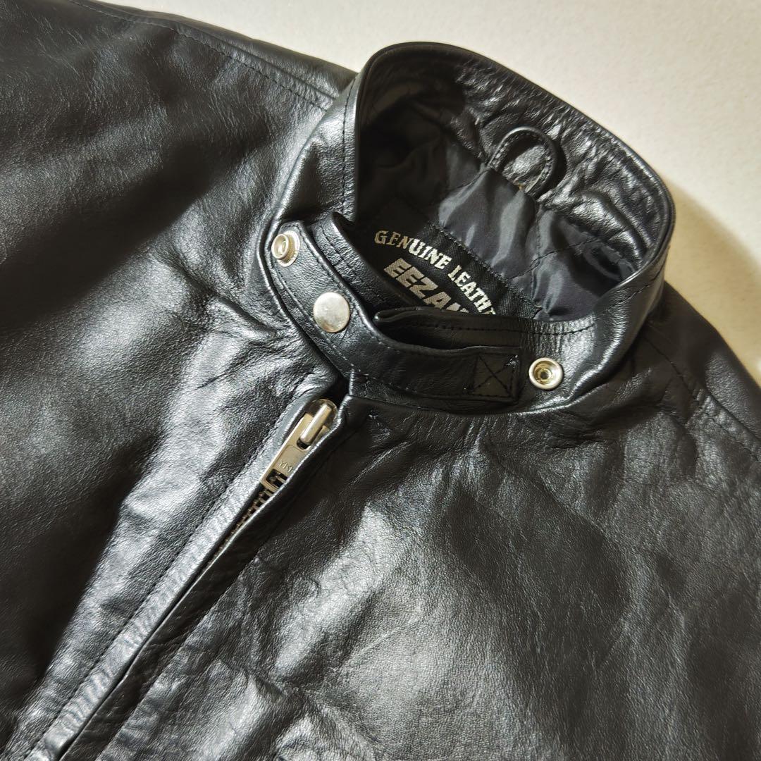 EEZAN　ライダースジャケット　シングル　レザージャケット　本革　黒　立襟