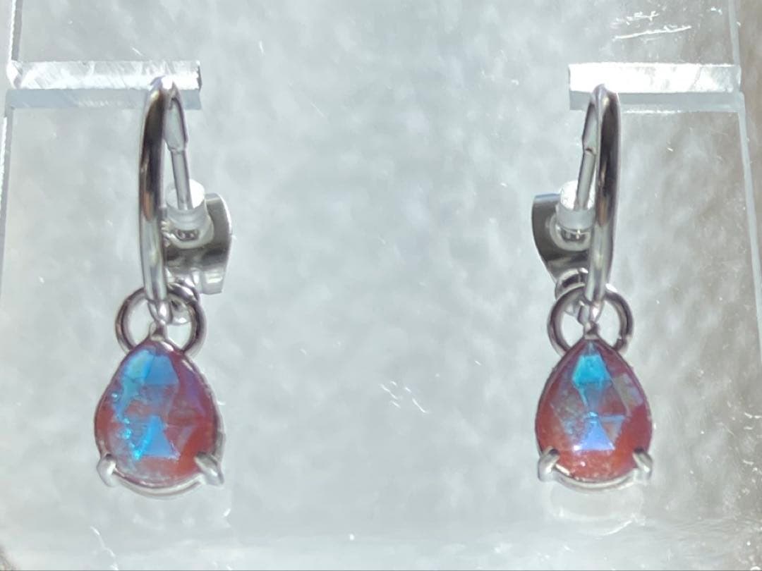 サフィレット　ローズカット　無垢ステンレス　フープ　ピアス　しずく　ペアシェイプ