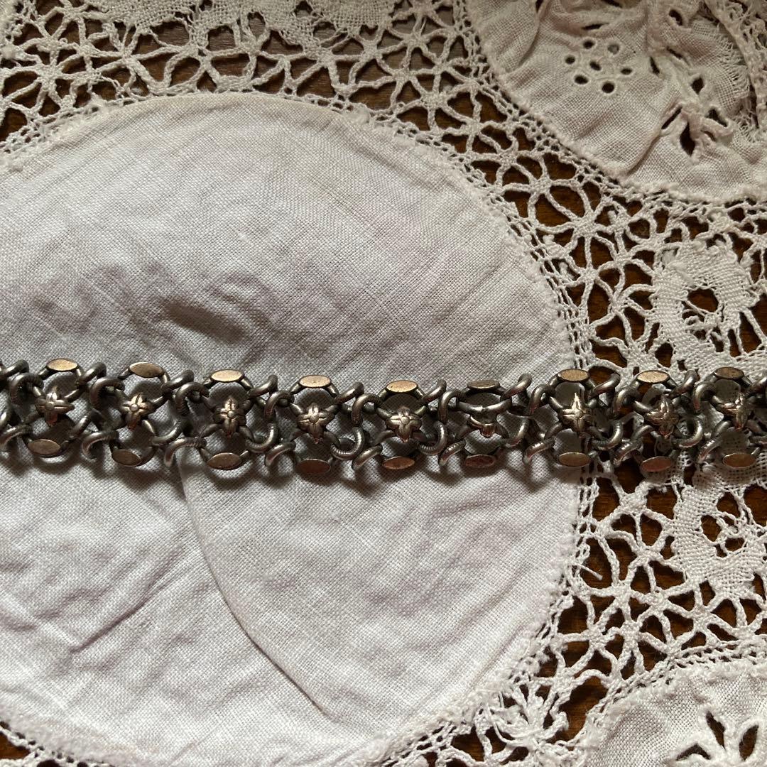 英アンティーク 金×銀 ブレスレット 百合モチーフ 腕輪