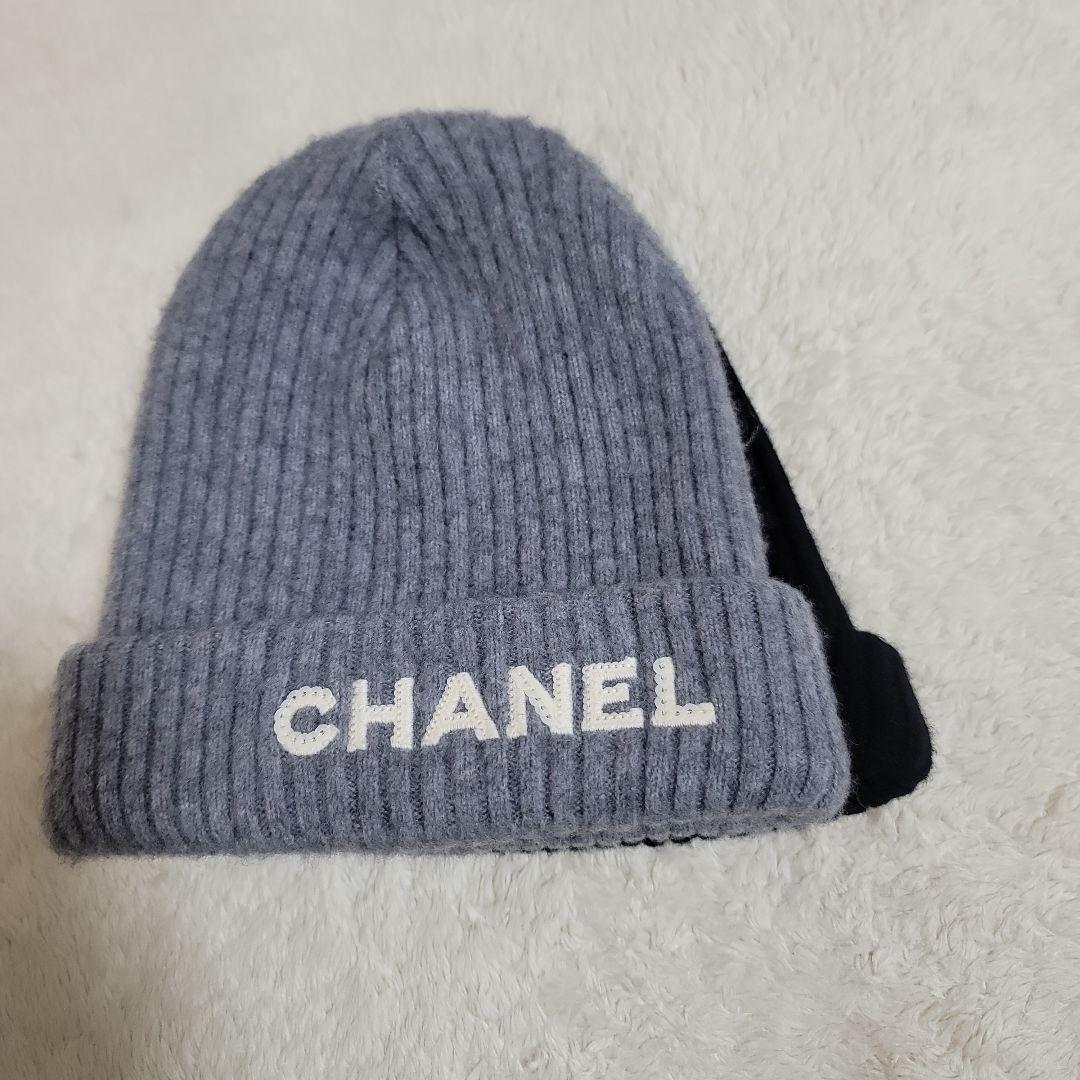 CHANEL　ニット帽　グレー