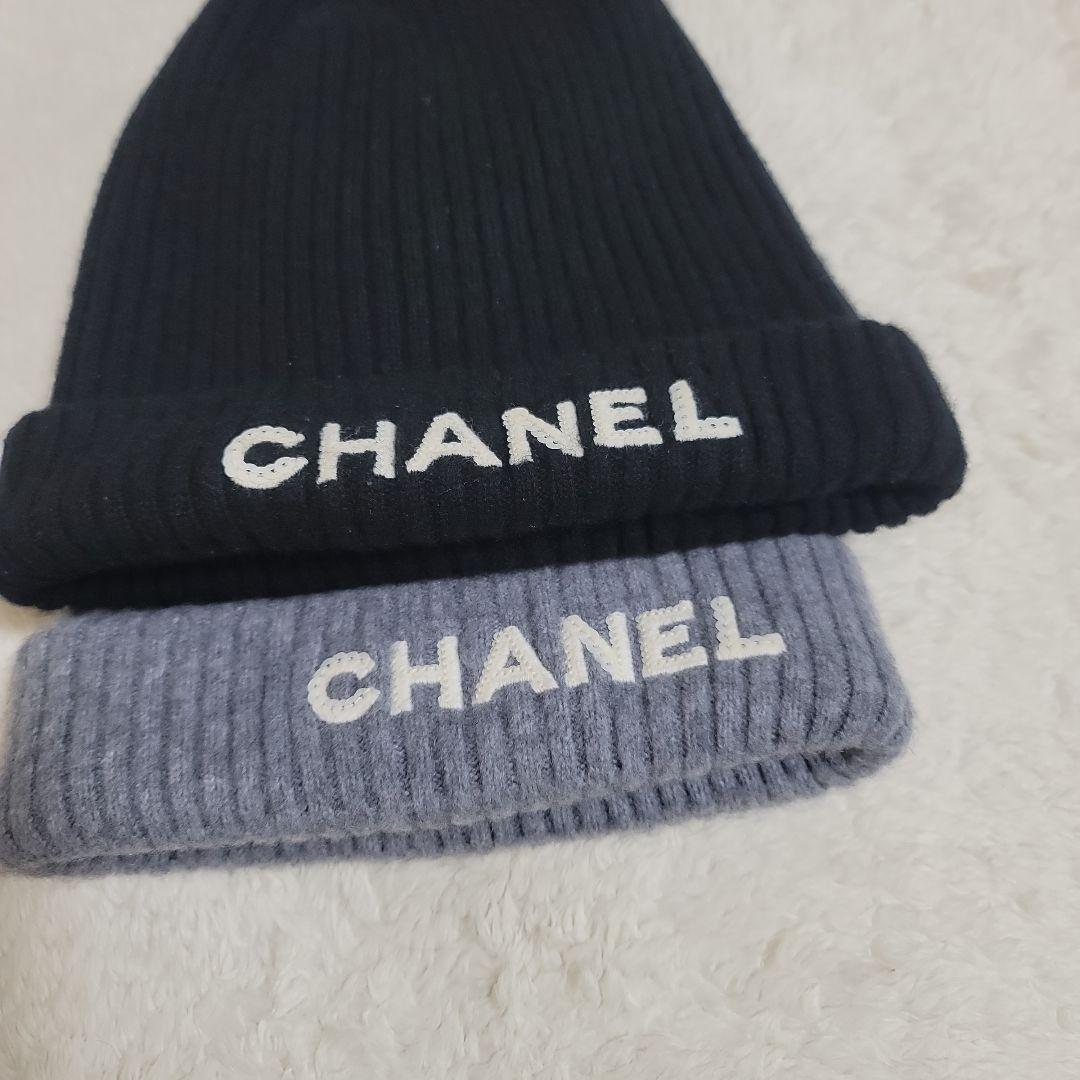 CHANEL　ニット帽　グレー