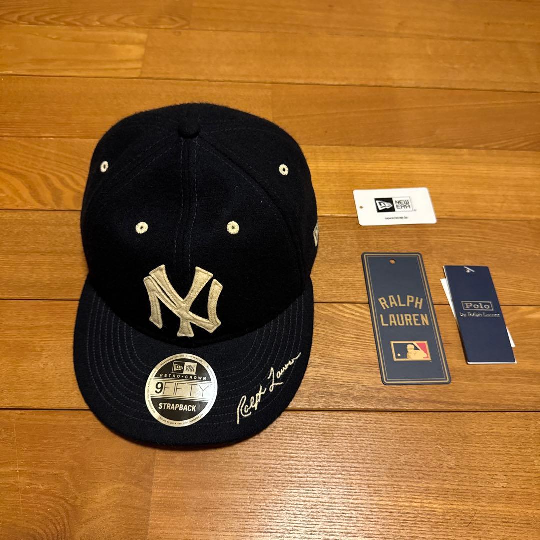 ポロラルフローレン×ニューエラ×ヤンキースコラボ　ウールキャップ　ネイビー