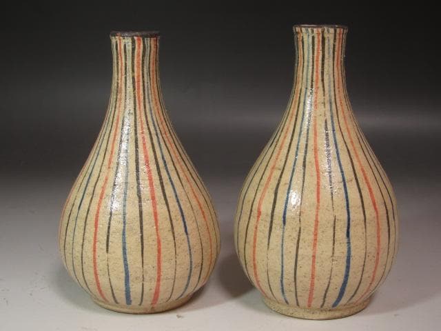 ☆　北大路魯山人　麦藁手徳利　二客　視覚でも楽しめる一品です☆y391