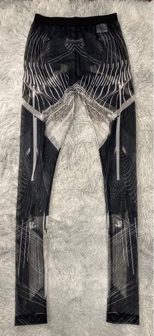 美品ユリウス 23SSコレクション プリント メッシュ レギンス パンツ0084