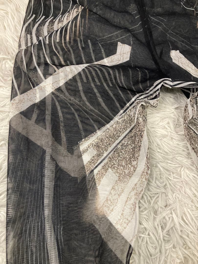 美品ユリウス 23SSコレクション プリント メッシュ レギンス パンツ0084