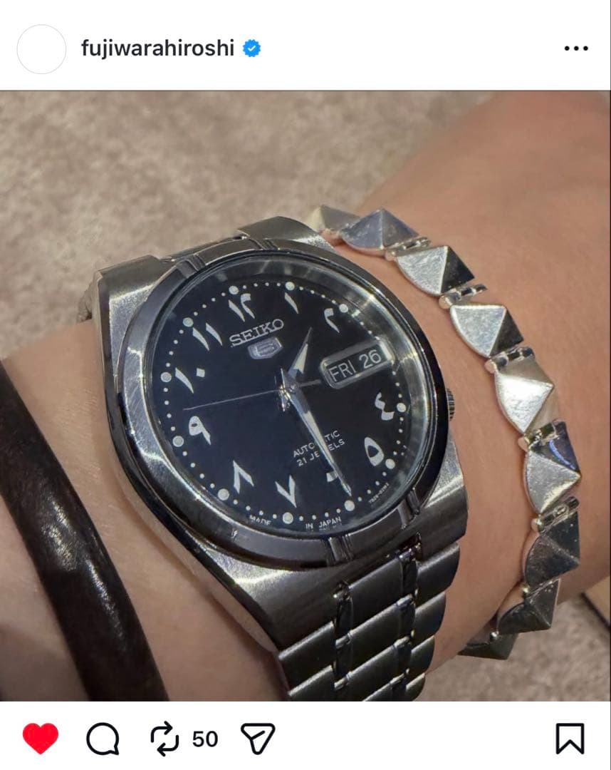 新品SEIKO 5アラビック文字盤 藤原ヒロシ fragment 自動巻き