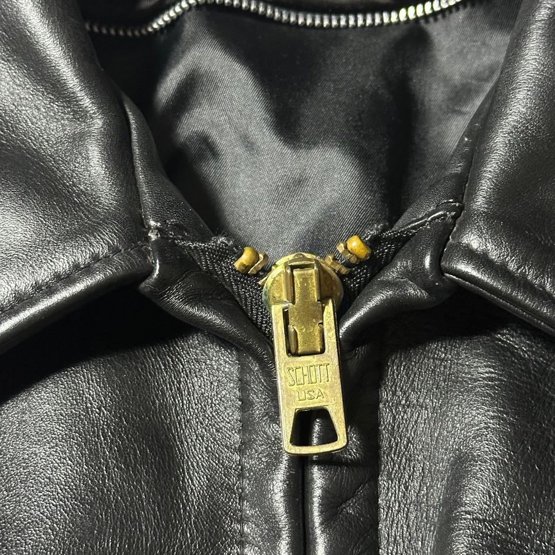 Schott レザージャケット 40 黒 襟付き 米国製
