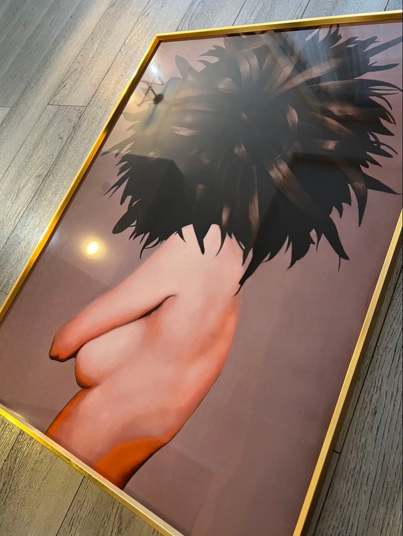 【現代アート】絵画 女性シルエットポスター BIG SIZE ゴールドフレーム付