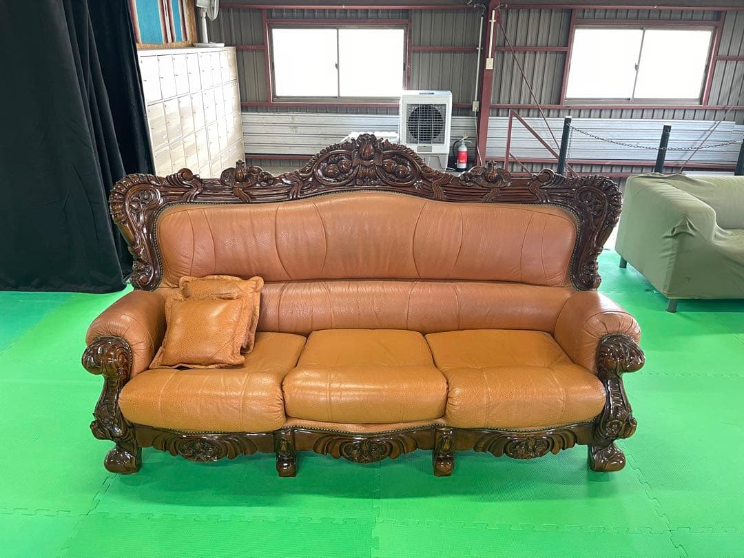 【お引き取り限定】 アンティーク 三人掛け 大型ソファー ヴィンテージ