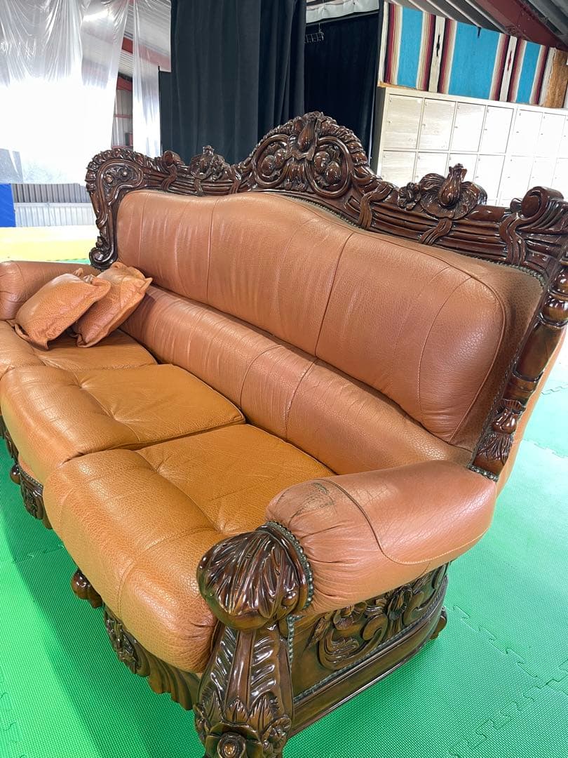 【お引き取り限定】 アンティーク 三人掛け 大型ソファー ヴィンテージ