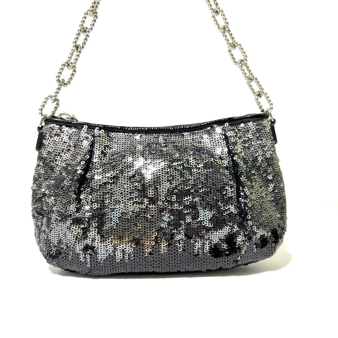 バッグ Coach Poppy Sequin Pouch with Chain