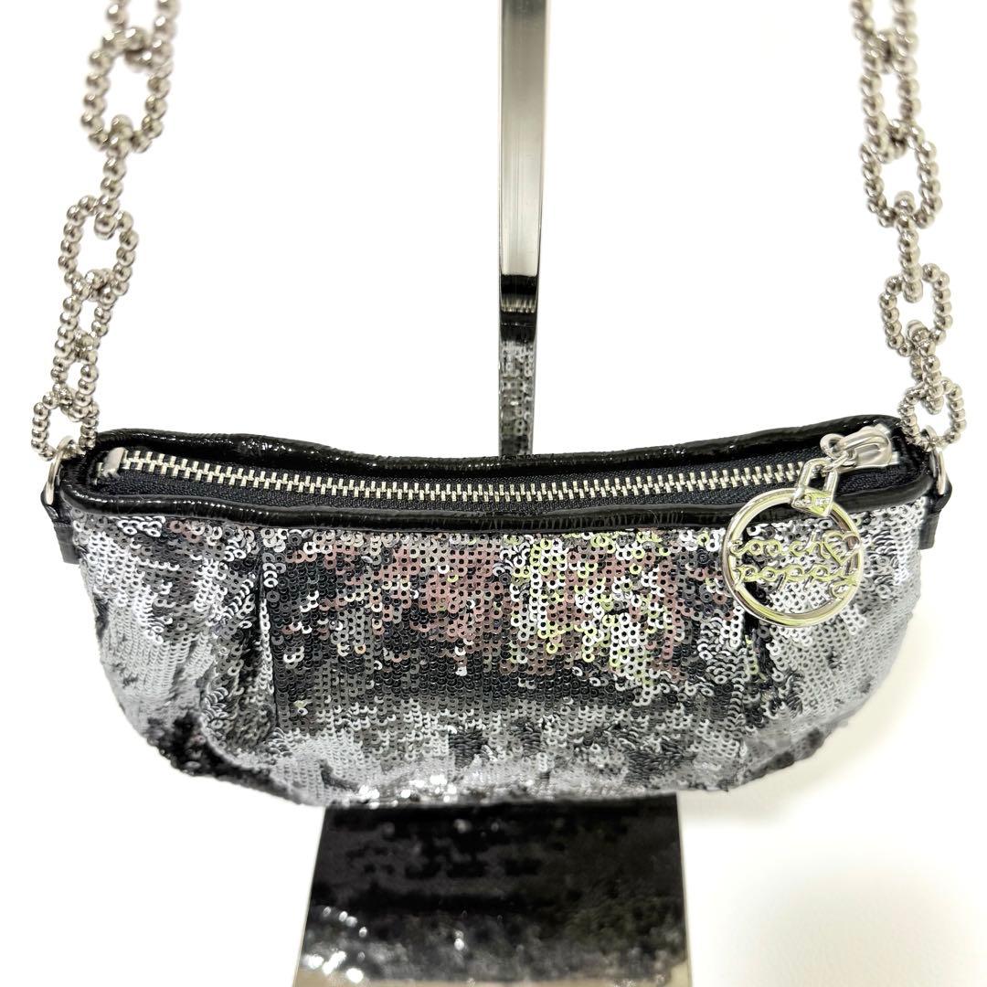 バッグ Coach Poppy Sequin Pouch with Chain