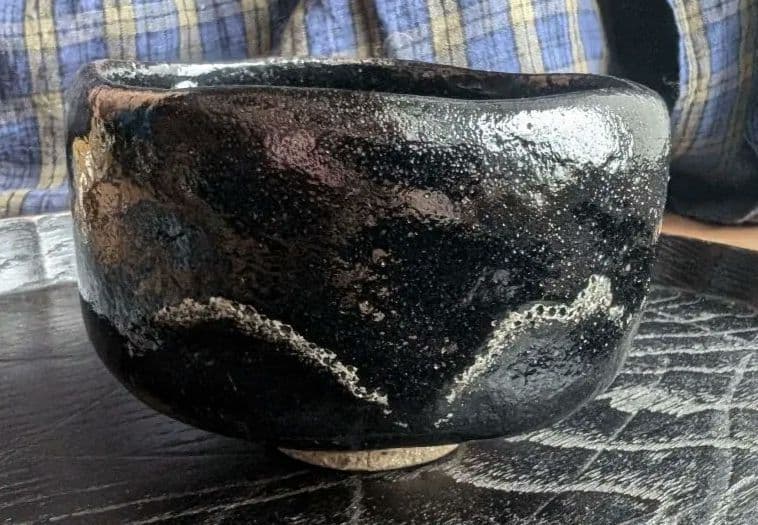 黒茶碗　九代大樋長左衛門作　共箱付き