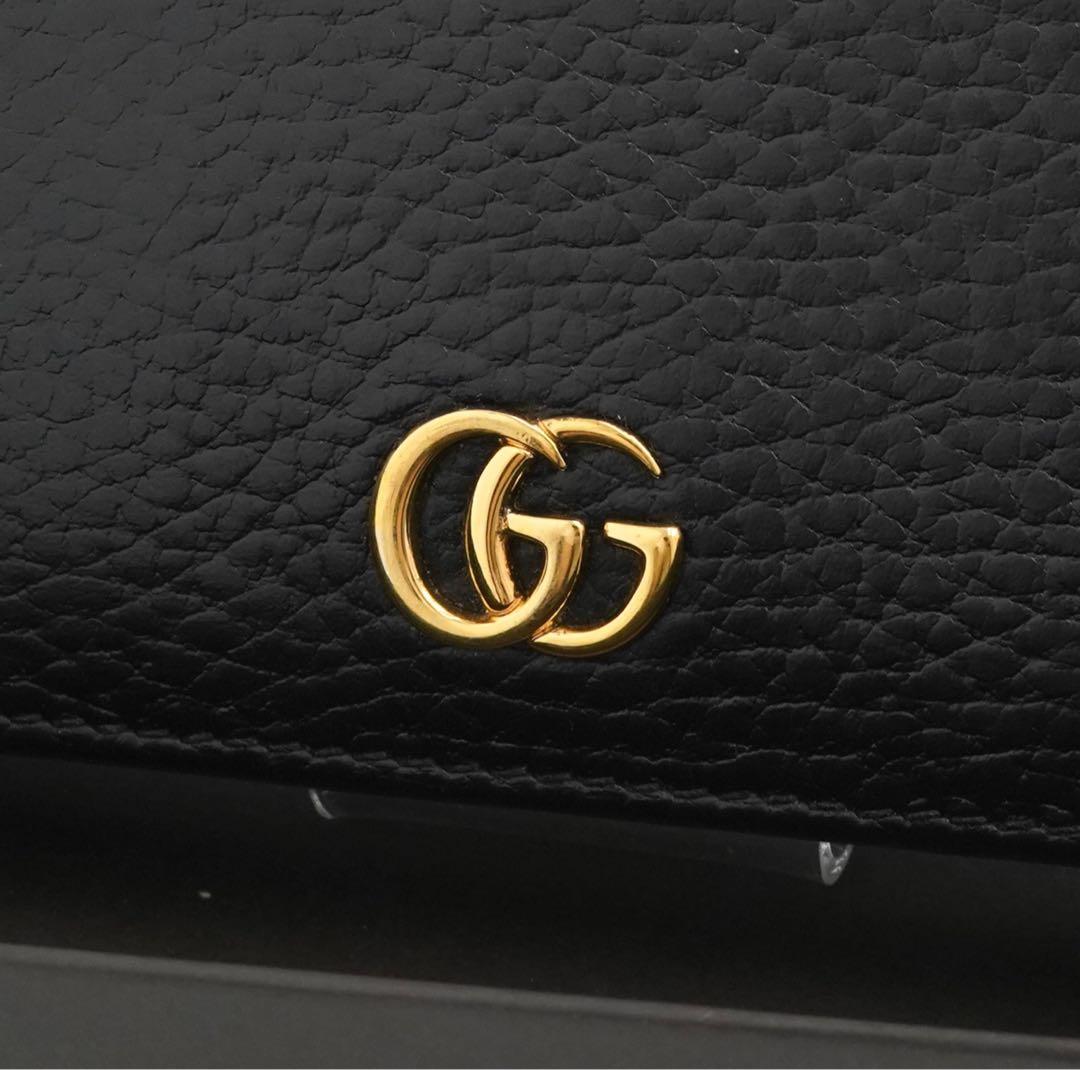 ✨極上美品・箱付き✨　GUCCI 二つ折り　ダブルG マーモント　レザー　黒