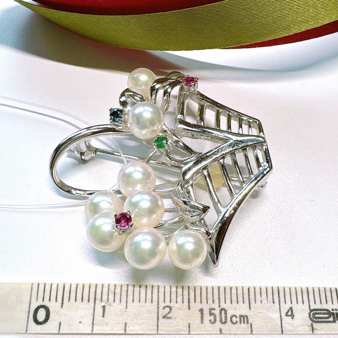 本真珠　あやかパール　K18　シルバー　アコヤ　ペンダントトップ　ブローチ兼用