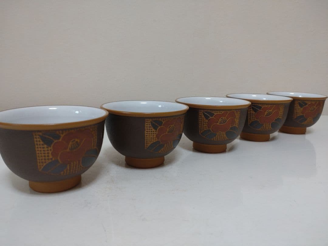 常滑焼 甚秋造 茶器揃 急須 煎茶碗五客 共箱