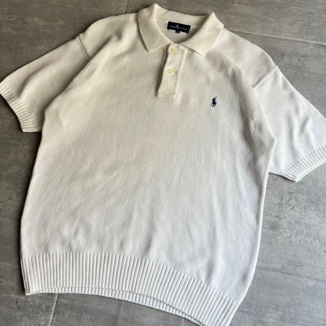 Ralph Lauren　ラルフローレン　サマーニット　ポロシャツ　刺繍ロゴ　M