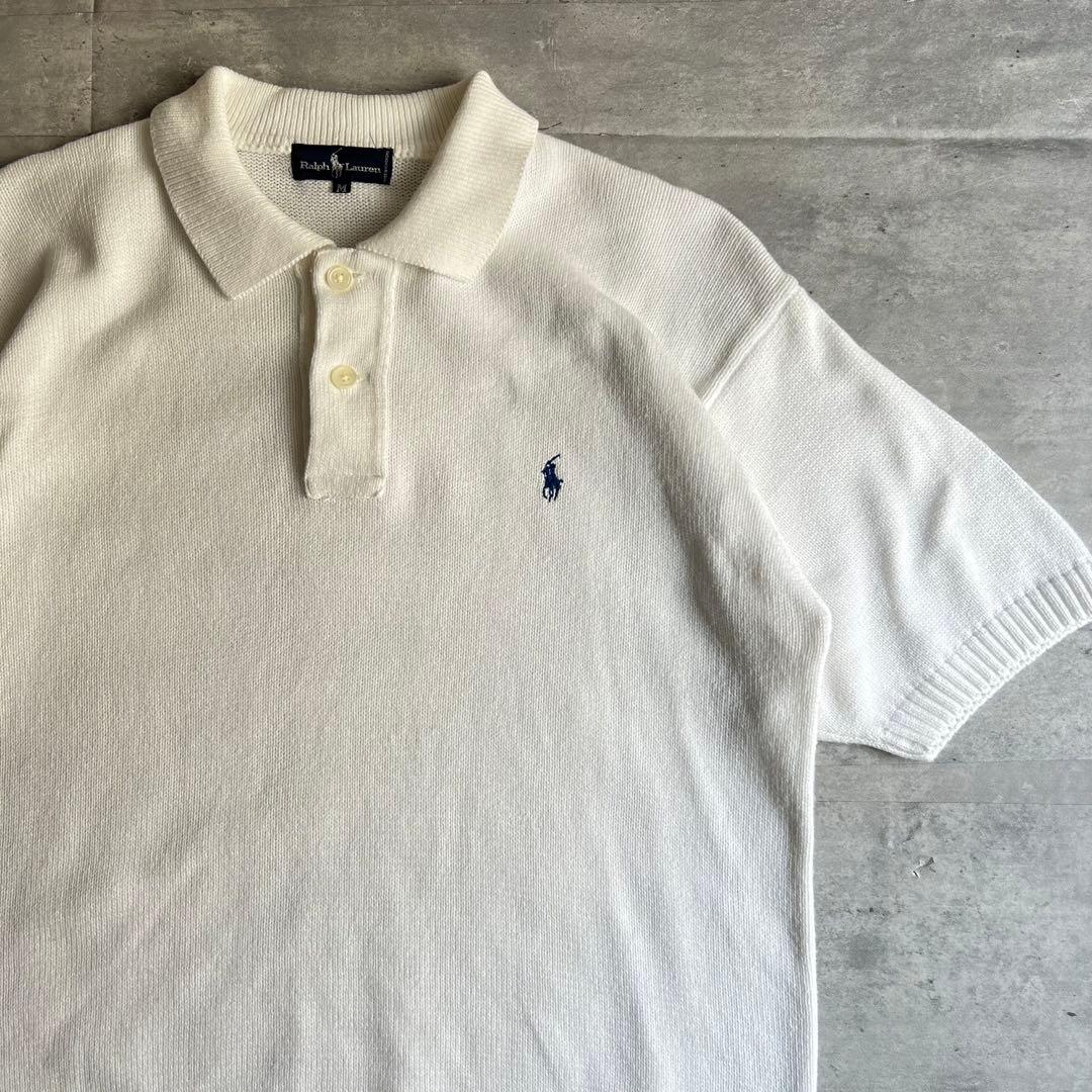 Ralph Lauren　ラルフローレン　サマーニット　ポロシャツ　刺繍ロゴ　M