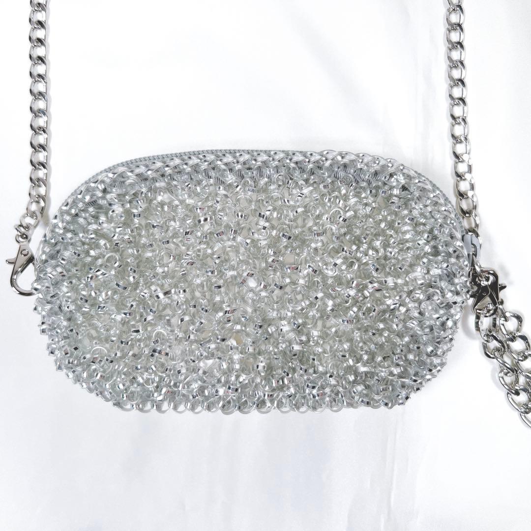 アンテプリマ ミニショルダーバッグ ポーチ シルバー チェーン 2WAY