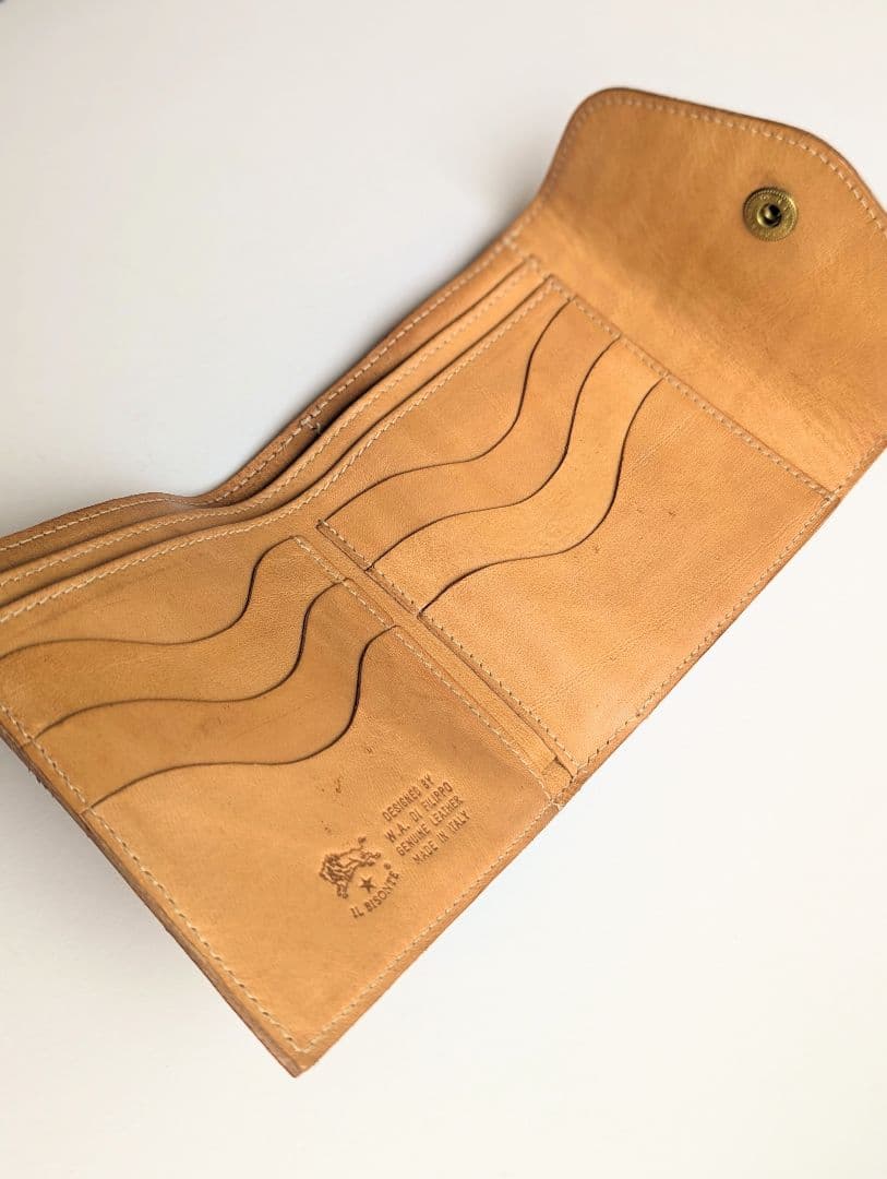 イルビゾンテ がま口【ボルドー×ヌメ】クロコ型押 バイカラー 美品 希少 男女兼