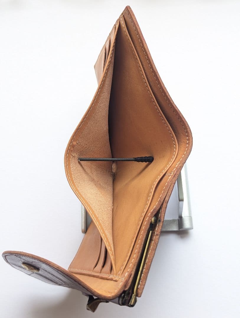 イルビゾンテ がま口【ボルドー×ヌメ】クロコ型押 バイカラー 美品 希少 男女兼