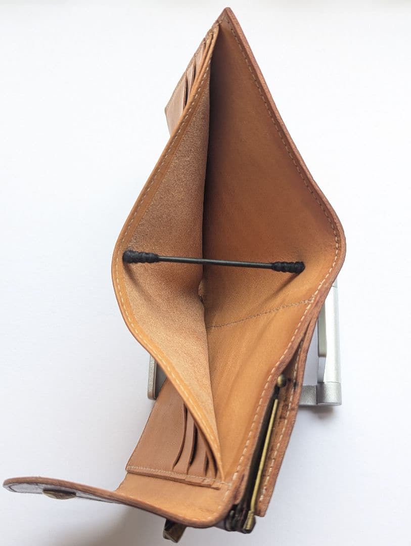 イルビゾンテ がま口【ボルドー×ヌメ】クロコ型押 バイカラー 美品 希少 男女兼