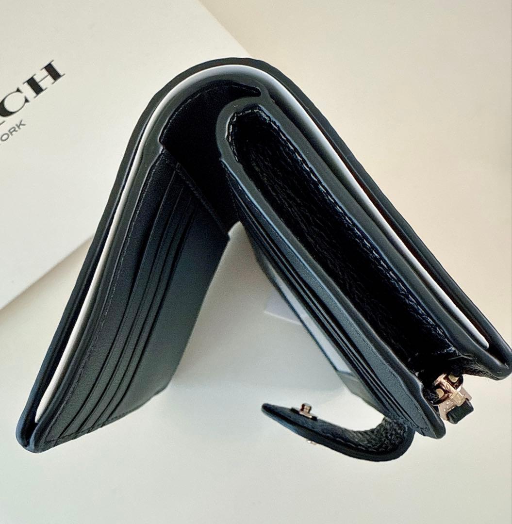 COACH コーチ　二つ折り財布　レオパード　豹柄　ブラック　折り財布