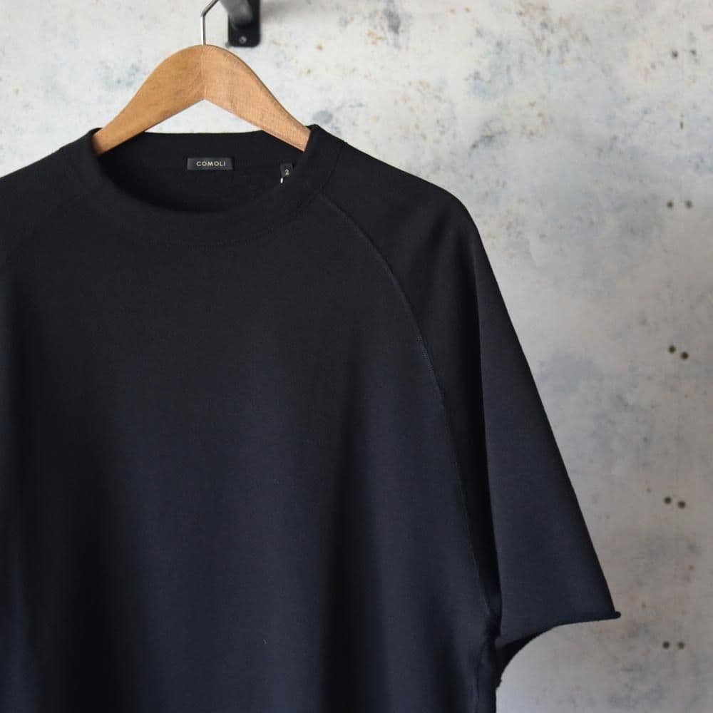 COMOLI LWコットン裏毛 半袖クルー コモリ サイズ2 ブラック