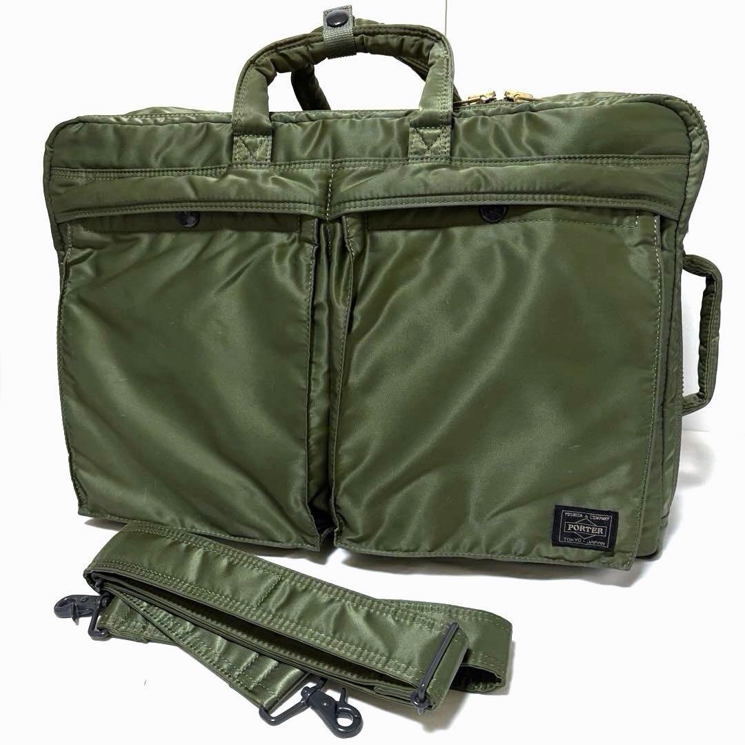 極美品✨希少 ポーター タンカー ビジネスバッグ3way 2層式 A4可 セージ