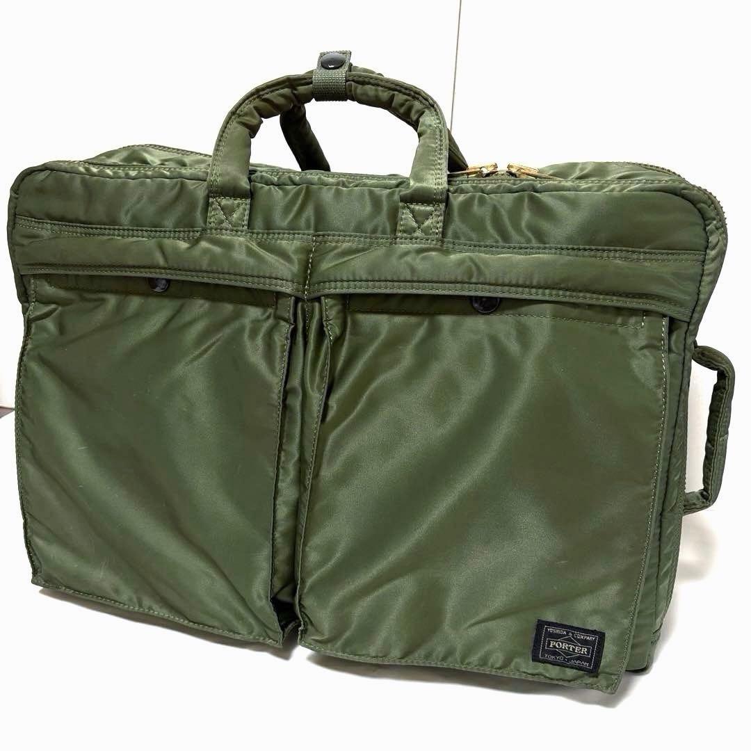 極美品✨希少 ポーター タンカー ビジネスバッグ3way 2層式 A4可 セージ