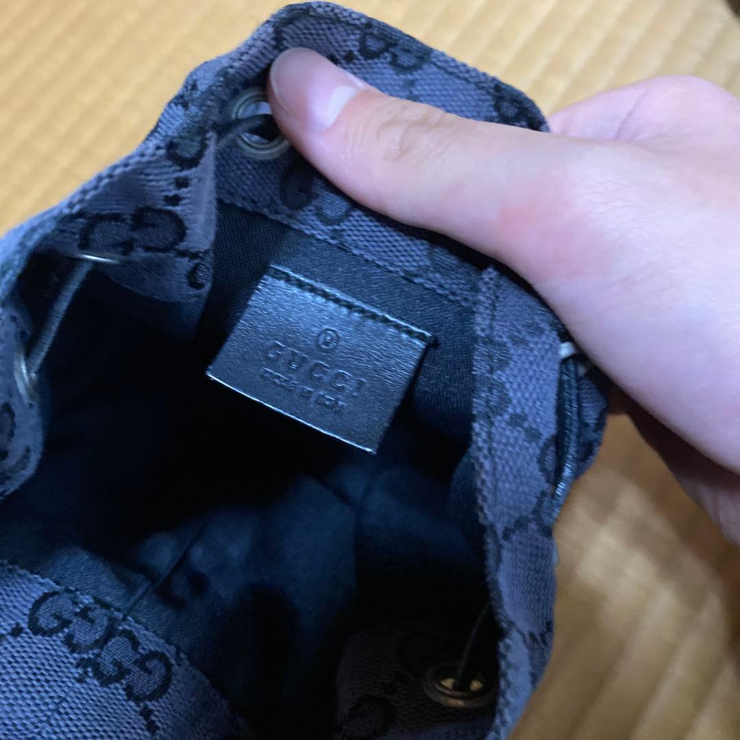 Gucci ブラック GGパターン ドローストリングバッグ